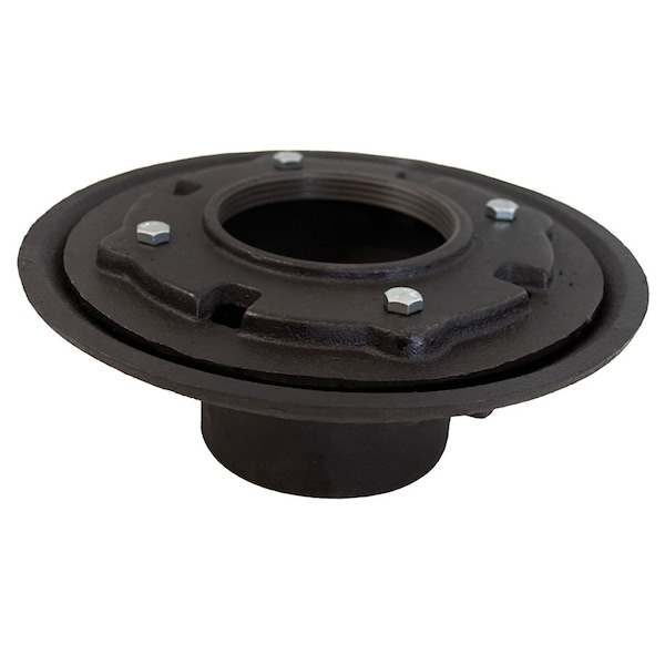 Jones Stephens 4in. No Hub Heavy Duty Drain Body with 10-1/2in. Pan and 1/2in. Primer Tapped - 3-1/2in. Height D80091 - main